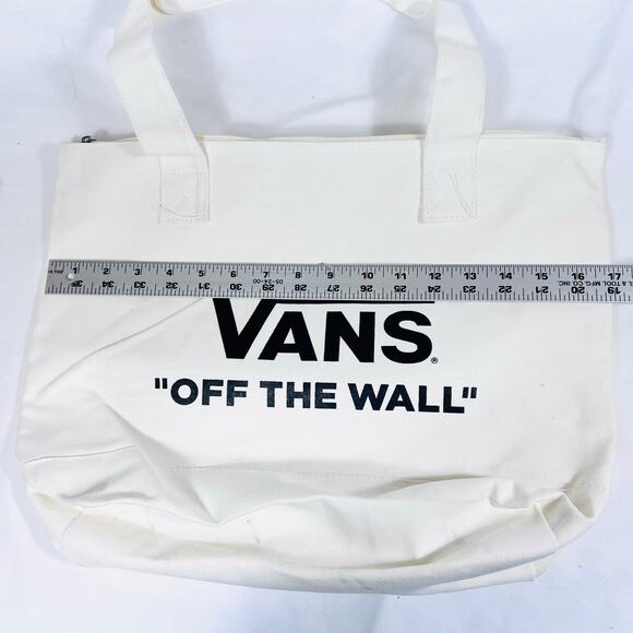Vans Off The Wall Reusable Large Tote Bag Classic Style Bold Logo White New - Picture 10 of 10